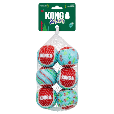 KONG Holiday SqueakAir Tennis Balls 6 Pack Medium
